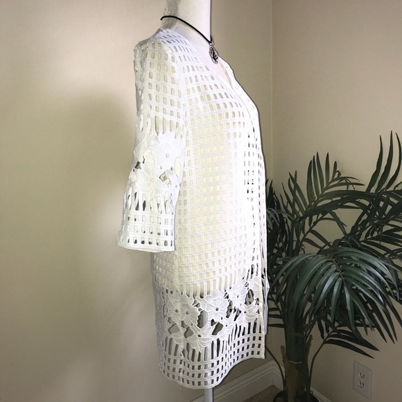 Feratelli Long White Cut Out Cardigan S - Picture 7 of 7